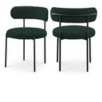 Meridian Furniture,Beacon Green Boucle Fabric Dining Chair, Set of 2