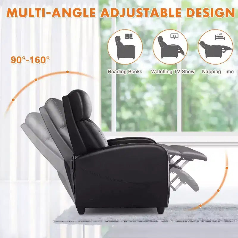 Fauteuil inclinable de massage Bestier pour adultes, siège de cinéma maison réglable avec support lombaire pour salon, canapé inclinable moderne en cuir et tissu
