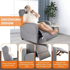 Fauteuil inclinable de massage Bestier pour adultes, siège de cinéma maison réglable avec support lombaire pour salon, canapé inclinable moderne en cuir et tissu