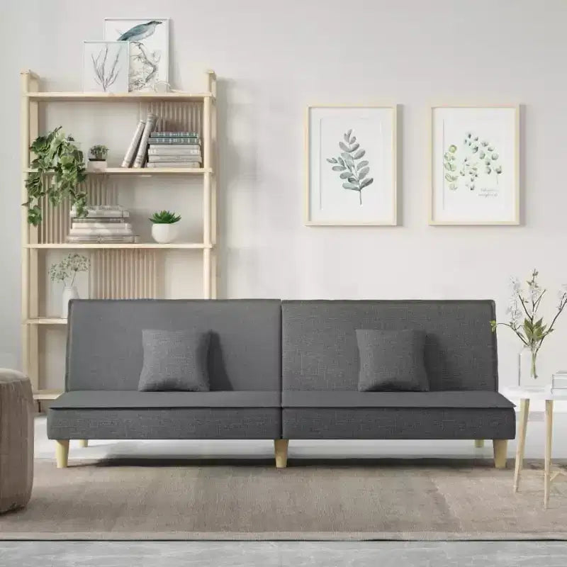vidaXL Canapé-lit Tissu gris foncé (100 % polyester), contreplaqué, mousse Standard