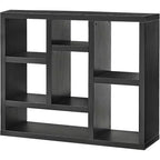 Acekool 7-Cube Bookcase, Modern Wood Storage Organizer, 3-Shelf Open Cube Display Cabinet for Kids Room, Entryway, Living Room, Natural
