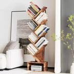 Étagère de rangement bibliothèque et étagère à livres en forme d'arbre – Étagère de rangement haute à 8 niveaux pour salon, chambre, bureau à domicile