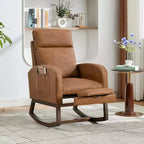 Fauteuil à bascule pour chambre d'enfant avec repose-pieds, fauteuil de lecture moderne en PU avec dossier haut, pour salon, chambre à coucher