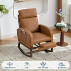 Fauteuil à bascule pour chambre d'enfant avec repose-pieds, fauteuil de lecture moderne en PU avec dossier haut, pour salon, chambre à coucher