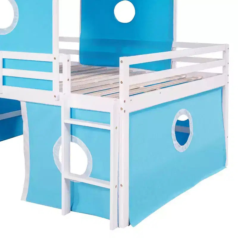 Lit mezzanine complet Acekool - Design cabane avec rangements et tour de tente