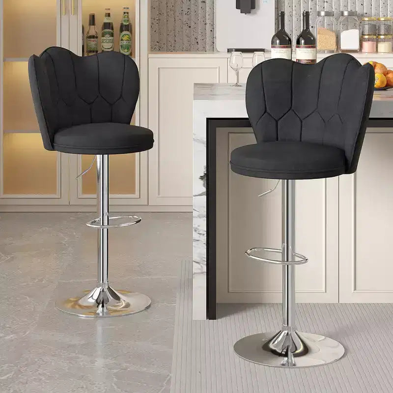 Tabourets de bar en velours VECELO, lot de 2/4, tabourets de bar réglables avec dossier, tabourets de comptoir sans accoudoirs, chaises de bar pivotantes pour pub ou îlot de cuisine