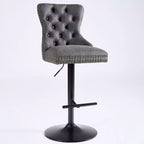 CLIHOME Lot de 2 tabourets de bar rétro en PU pivotants, hauteur réglable, modernes avec dossier, touffetés confortables