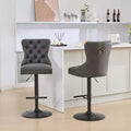CLIHOME Set of 2 Retro PU Swivel Barstools Adjustable Seat Height, Modern Bar Stools with Backs Comfortable Tufted