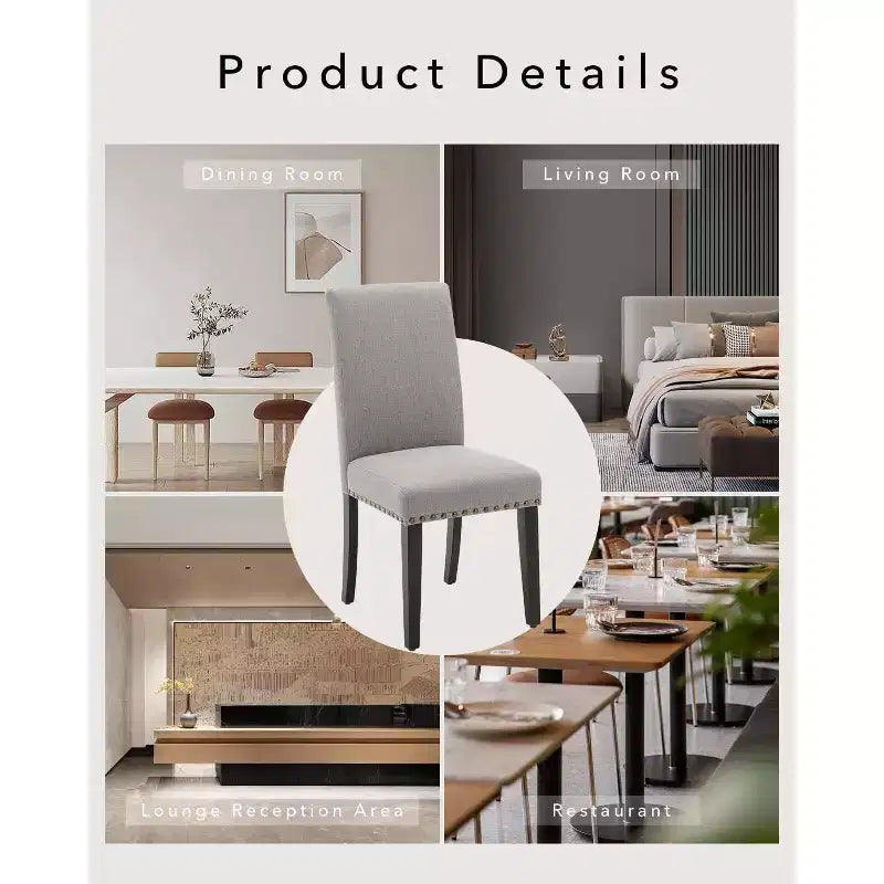 2 chaises de salle à manger rembourrées avec pieds en bois, chaises modernes sans accoudoirs pour salle à manger, cuisine, restaurant, salon, capacité de poids de 120 kg