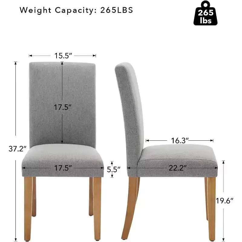 2 chaises de salle à manger rembourrées avec pieds en bois, chaises modernes sans accoudoirs pour salle à manger, cuisine, restaurant, salon, capacité de poids de 120 kg