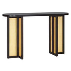 MAYEERTY Table Console Étroite en Rotin avec Rangement pour Salon Couloir Espresso