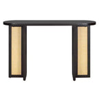 MAYEERTY Table Console Étroite en Rotin avec Rangement pour Salon Couloir Espresso