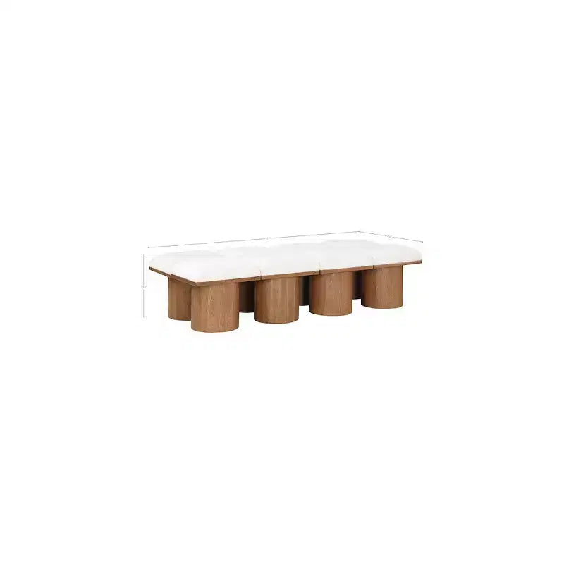 Meridian Furniture, Banc en Tissu Bouclé Crème Pavilion
