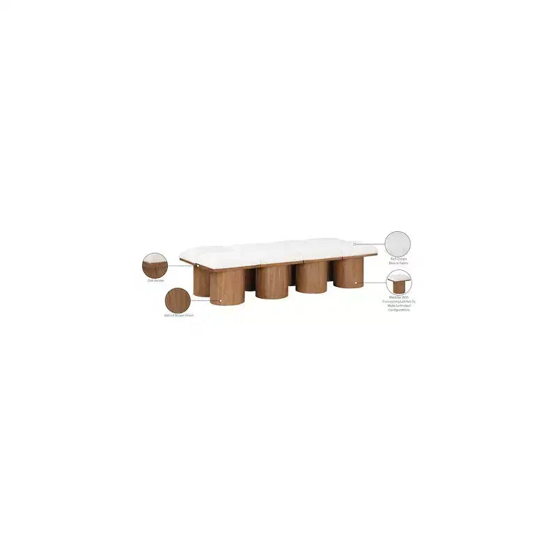 Meridian Furniture, Banc en Tissu Bouclé Crème Pavilion