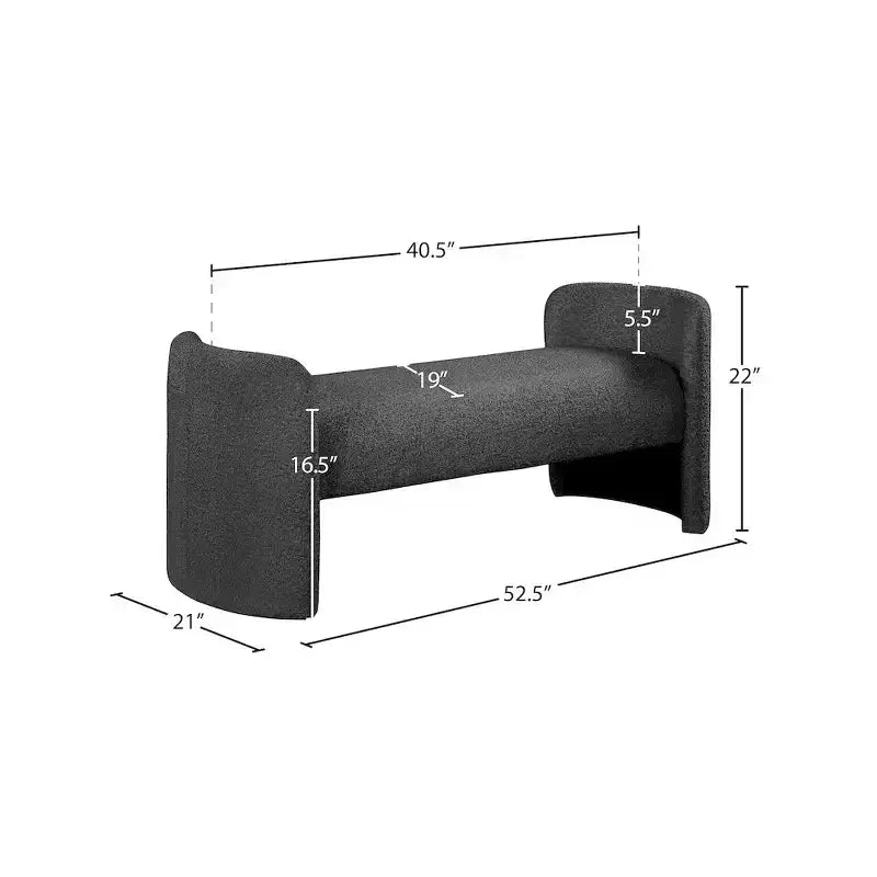 Banc en tissu bouclette noir Peyton, Meridian Furniture
