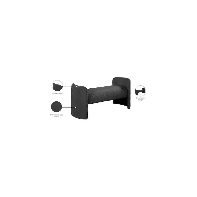 Banc en tissu bouclette noir Peyton, Meridian Furniture