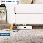 Acekool Canapé Bouclé 2 places - Canapé 3 places moderne avec pieds en bois, coussins moelleux et accoudoirs profilés