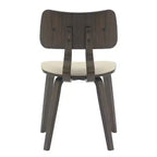 LeisureMod Clivo - Ensemble de 4 Chaises de Salle à Manger en Bois avec Siège Rembourré en Cuir, Dossier Ouvert Courbé - Cuisine Moderne, Salle à Manger, Café, Coin Repas