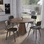 LeisureMod Clivo - Ensemble de 4 Chaises de Salle à Manger en Bois avec Siège Rembourré en Cuir, Dossier Ouvert Courbé - Cuisine Moderne, Salle à Manger, Café, Coin Repas