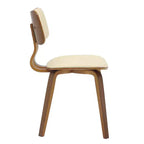 LeisureMod Clivo - Ensemble de 4 Chaises de Salle à Manger en Bois avec Siège Rembourré en Cuir, Dossier Ouvert Courbé - Cuisine Moderne, Salle à Manger, Café, Coin Repas