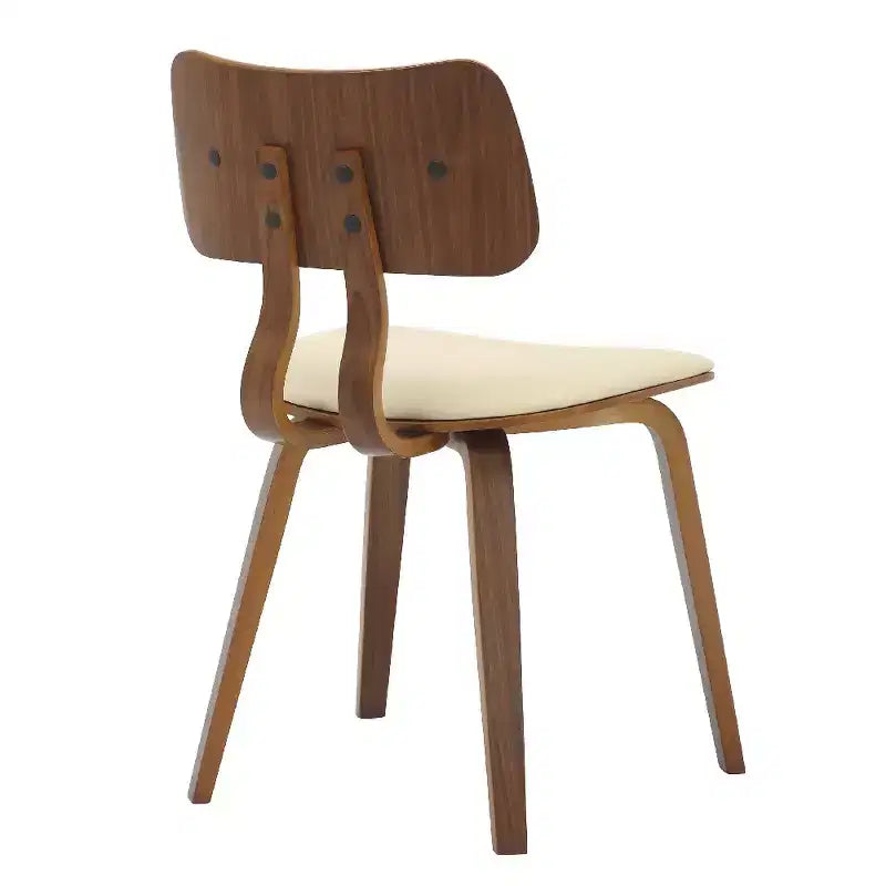 LeisureMod Clivo - Ensemble de 4 Chaises de Salle à Manger en Bois avec Siège Rembourré en Cuir, Dossier Ouvert Courbé - Cuisine Moderne, Salle à Manger, Café, Coin Repas