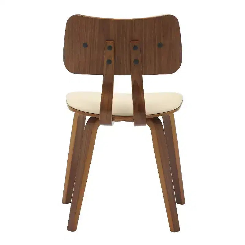 LeisureMod Clivo - Ensemble de 4 Chaises de Salle à Manger en Bois avec Siège Rembourré en Cuir, Dossier Ouvert Courbé - Cuisine Moderne, Salle à Manger, Café, Coin Repas