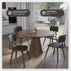 LeisureMod Clivo - Ensemble de 4 Chaises de Salle à Manger en Bois avec Siège Rembourré en Cuir, Dossier Ouvert Courbé - Cuisine Moderne, Salle à Manger, Café, Coin Repas