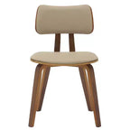 LeisureMod Clivo - Ensemble de 4 Chaises de Salle à Manger en Bois avec Siège Rembourré en Cuir, Dossier Ouvert Courbé - Cuisine Moderne, Salle à Manger, Café, Coin Repas