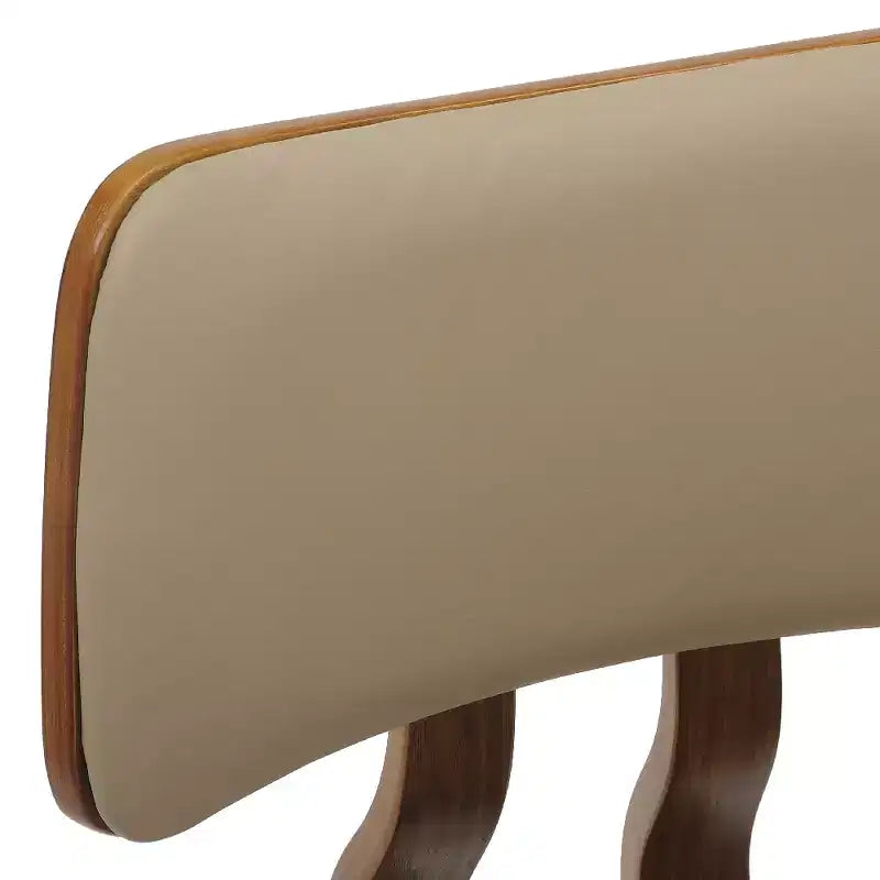 LeisureMod Clivo - Ensemble de 4 Chaises de Salle à Manger en Bois avec Siège Rembourré en Cuir, Dossier Ouvert Courbé - Cuisine Moderne, Salle à Manger, Café, Coin Repas