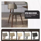 LeisureMod Clivo - Ensemble de 4 Chaises de Salle à Manger en Bois avec Siège Rembourré en Cuir, Dossier Ouvert Courbé - Cuisine Moderne, Salle à Manger, Café, Coin Repas
