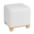 Storied Home Square Boucle Upholstered Ottoman, Cream