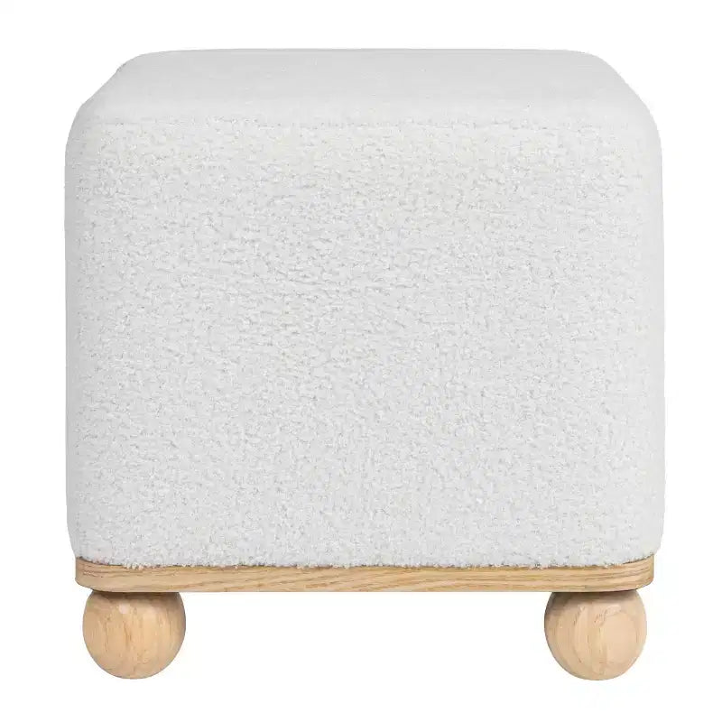 Ottoman carré rembourré bouclette Storied Home, crème
