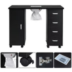 Table à ongles professionnelle noire Karlhome avec ventilateur et 4 tiroirs