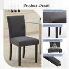 Lot de 2 chaises de salle à manger, chaises rembourrées pour salle à manger, chaises de cuisine en tissu avec pieds en bois cloutés et coussin rembourré, pour salon