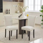 Dining Chairs Set of 2, Upholstered Diner Room Chair Sets, Fabric Kitchen Chairs with Nailhead Wood Legs and Padded Cushion, for Living Room