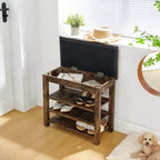 Banc de rangement avec coussin, banc à chaussures avec rangement caché, organiseur de chaussures à 3 niveaux pour entrée - ModernLuxe