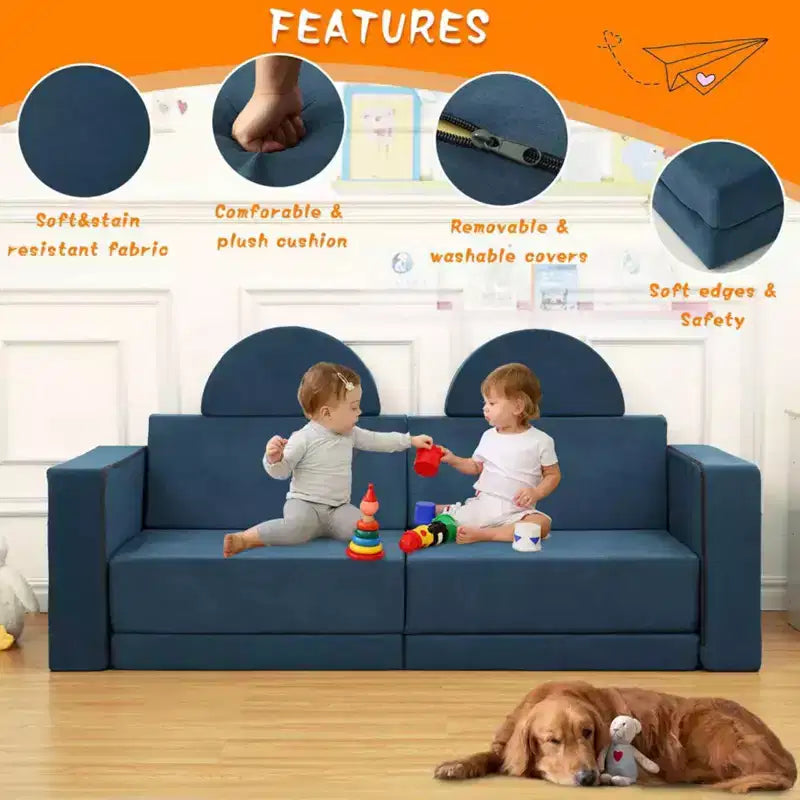 GustoWave Canapé Modulable 8 Pièces pour Enfants, Canapé de Jeu Modulable, Canapé Convertible pour Enfants avec Housse Amovible