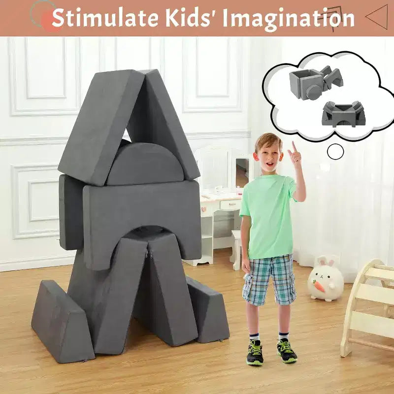 GustoWave Canapé Modulable 8 Pièces pour Enfants, Canapé de Jeu Modulable, Canapé Convertible pour Enfants avec Housse Amovible