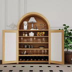 47'' Modern Arched Sideboard Buffet Cabinet with Rattan Doors, Freestanding Storage Pantry for Living Room, Dining Room, Kitchen, Natural