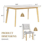 MAYEERTY Ensemble de salle à manger 5 pièces style ferme, table en bois massif et 4 chaises, finition bois naturel vieilli
