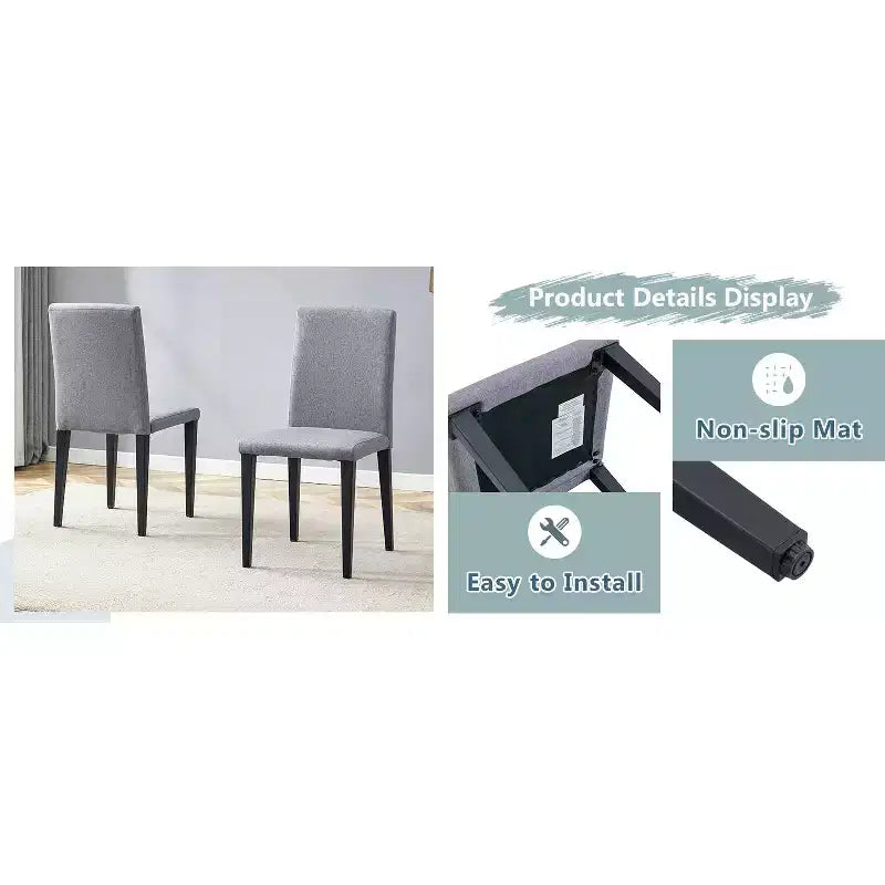 MAYEERTY Lot de 4 chaises de salle à manger en lin et coton gris clair, assise confortable et polyvalente
