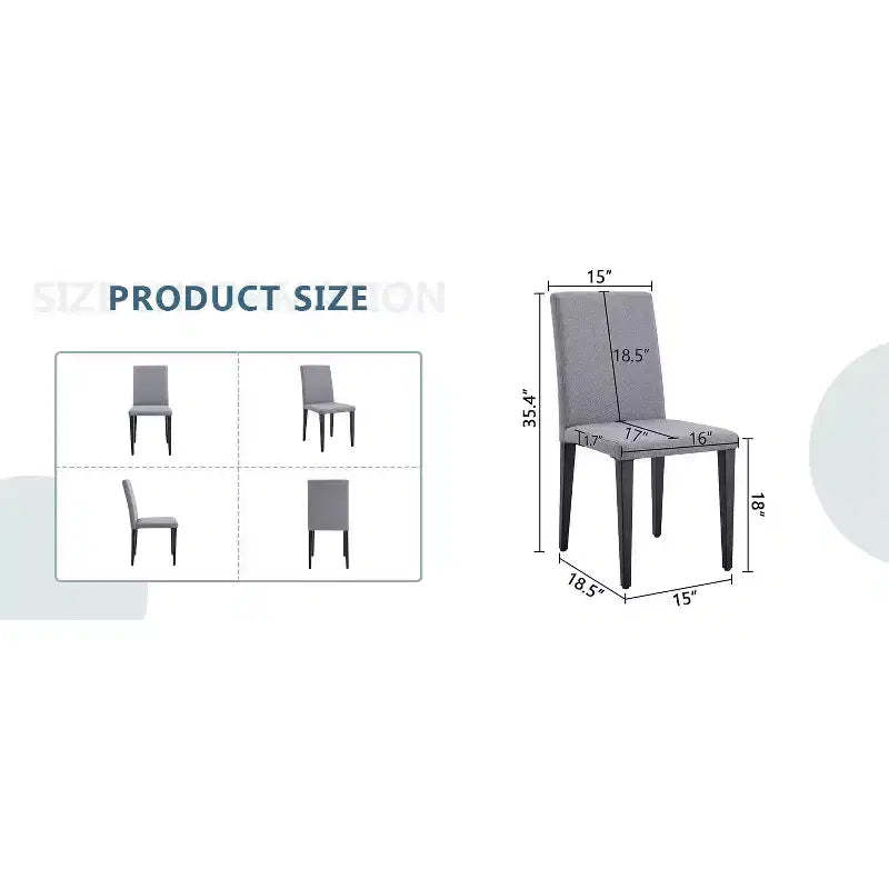 MAYEERTY Lot de 4 chaises de salle à manger en lin et coton gris clair, assise confortable et polyvalente
