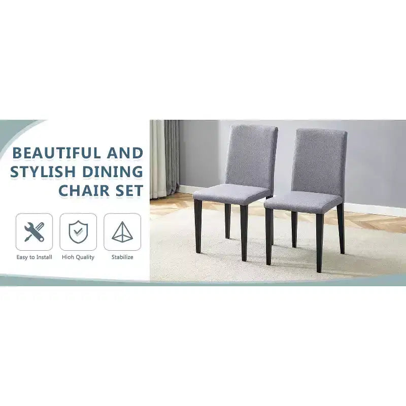 MAYEERTY Lot de 4 chaises de salle à manger en lin et coton gris clair, assise confortable et polyvalente