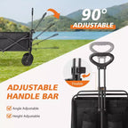 Chariot pliant pliable avec roues tout-terrain Chariot utilitaire robuste pour le camping et le shopping Capacité de 150 kg (petit - noir)