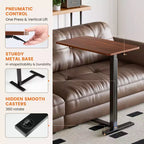 Table de lit mobile réglable avec roulettes, bureau d'ordinateur portable roulant et table debout mobile pour la maison et l'hôpital - 27,5 x 15,7 x 43,3 (marron)