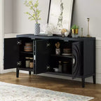 MAYEERTY Buffet Rétro Porte avec Rainure Circulaire Poignée de Porte Ronde en Métal pour Entrée Salle à Manger Noir