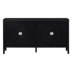 MAYEERTY Buffet Rétro Porte avec Rainure Circulaire Poignée de Porte Ronde en Métal pour Entrée Salle à Manger Noir