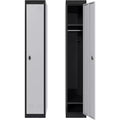 72 Metal Storage Cabinet with 1 Door, Lockers for Employees Students with Shelves, Metal Storage Steel Locker for School Office Gym, Grey+Black