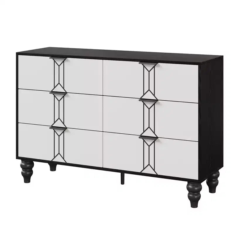 Commode à 6 tiroirs pour chambre à coucher, commode en bois moderne avec tiroirs profonds, commode pour salon, couloir, entrée