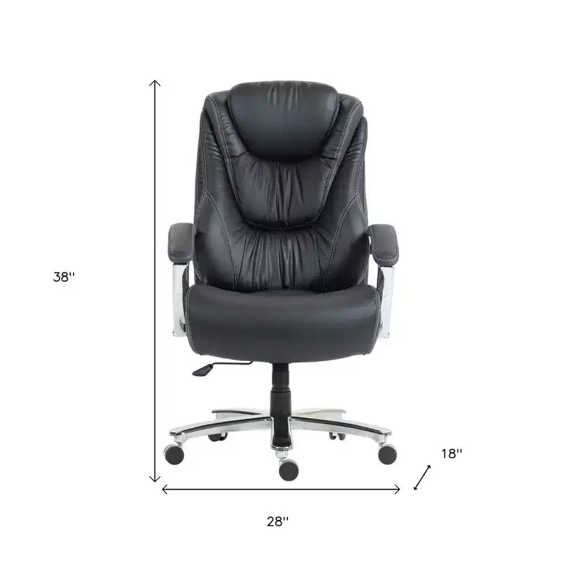 HomeRoots Lot de deux chaises de bureau exécutives pivotantes à roulettes, réglables en hauteur, noires et argentées